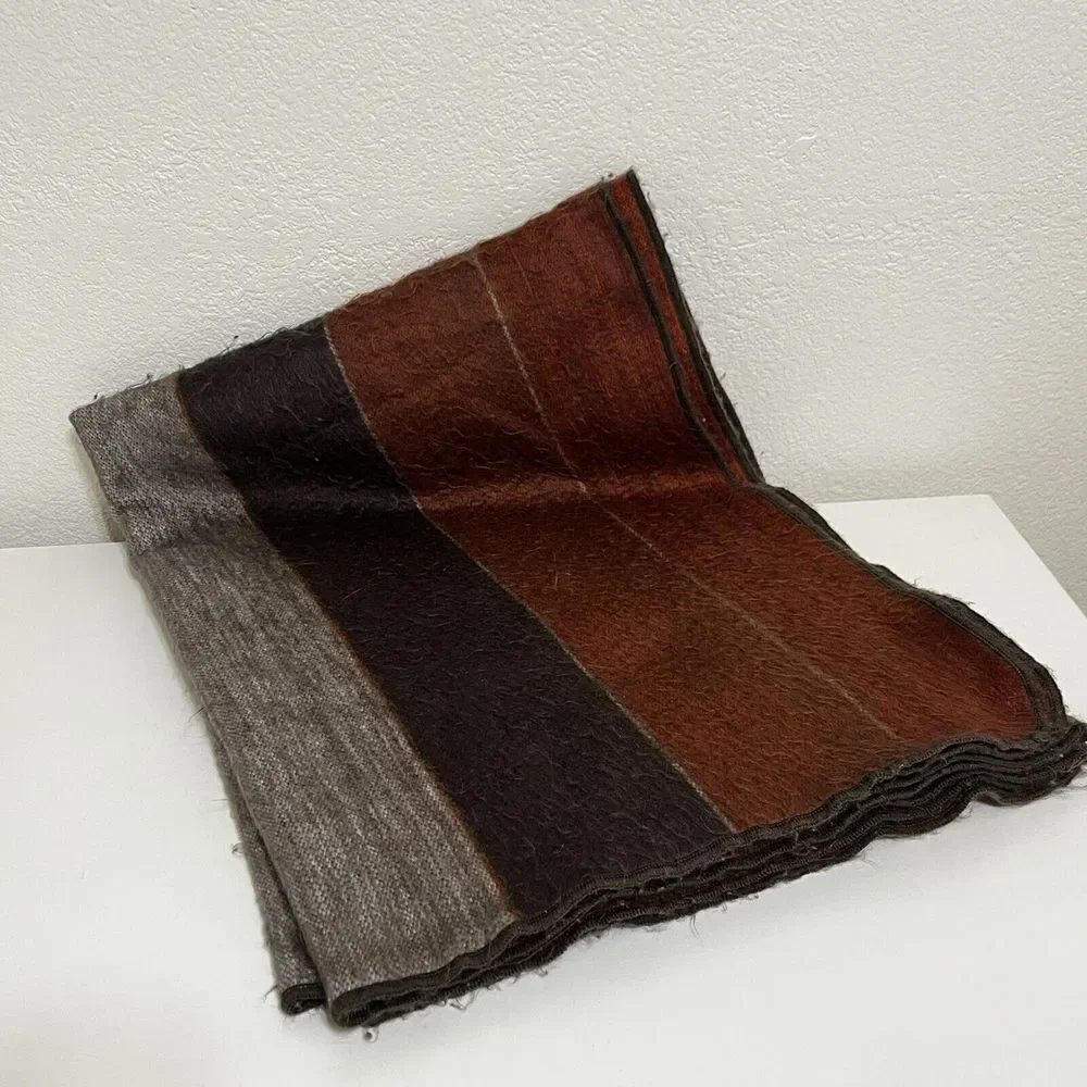 Shupaca Alpaca Blend Striped Throw Blanket Gray Rust Orange